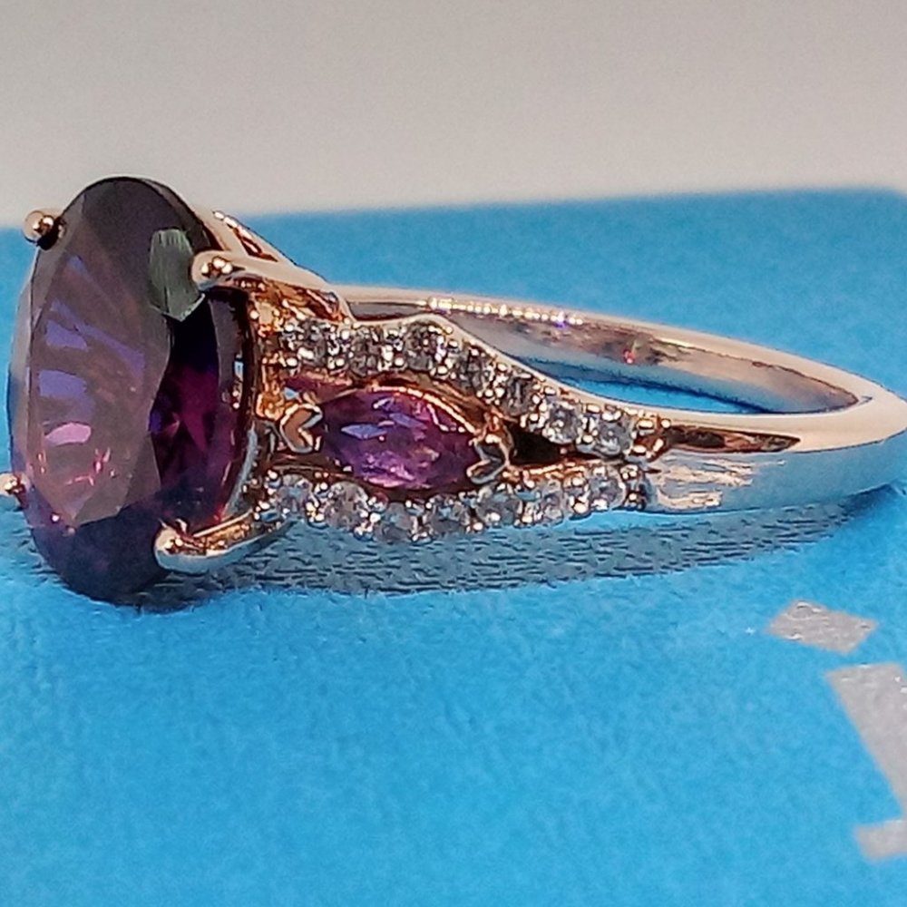 genuine grape garnets & pink sapphires, solid 10k rose gold, size 5.5